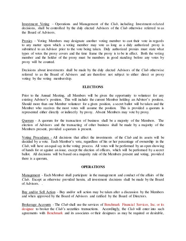 investment club agreements
