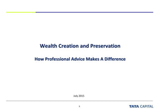 1
Wealth Creation and Preservation
How Professional Advice Makes A Difference
July 2015
test
 