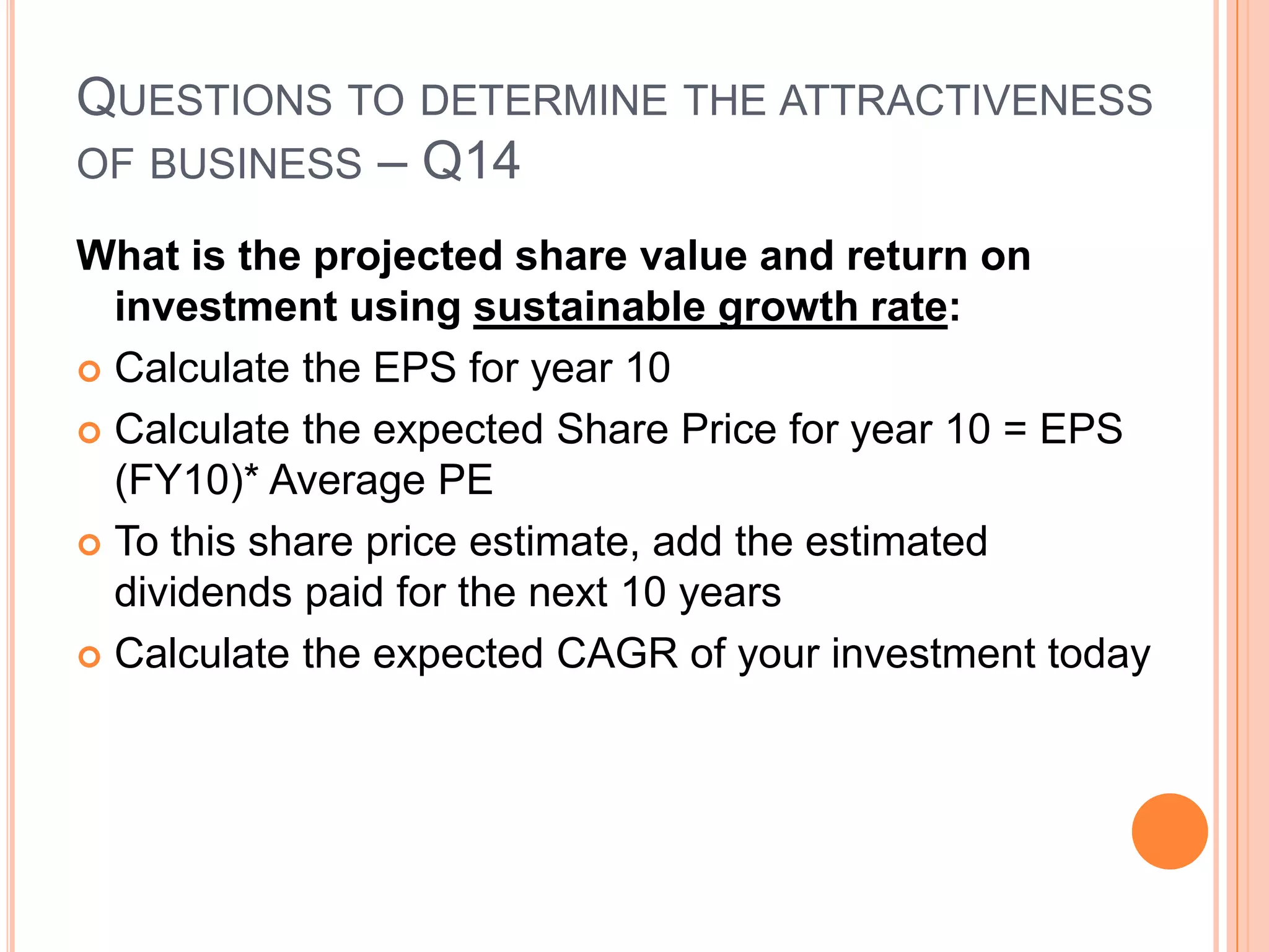 Sustainable growth rate model