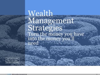 Wealth Management Strategies Turn the money you have into the money you’ll need  