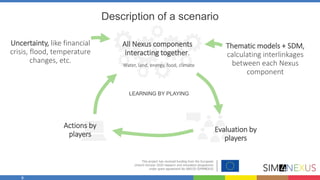 9
…
Evaluation by
players
Actions by
players
Uncertainty, like financial
crisis, flood, temperature
changes, etc.
Thematic...
