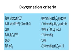 Oxygenation criteria
 