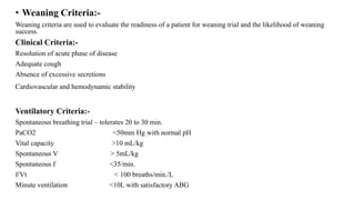 Weaning from mechanical ventilation