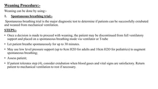 Weaning from mechanical ventilation
