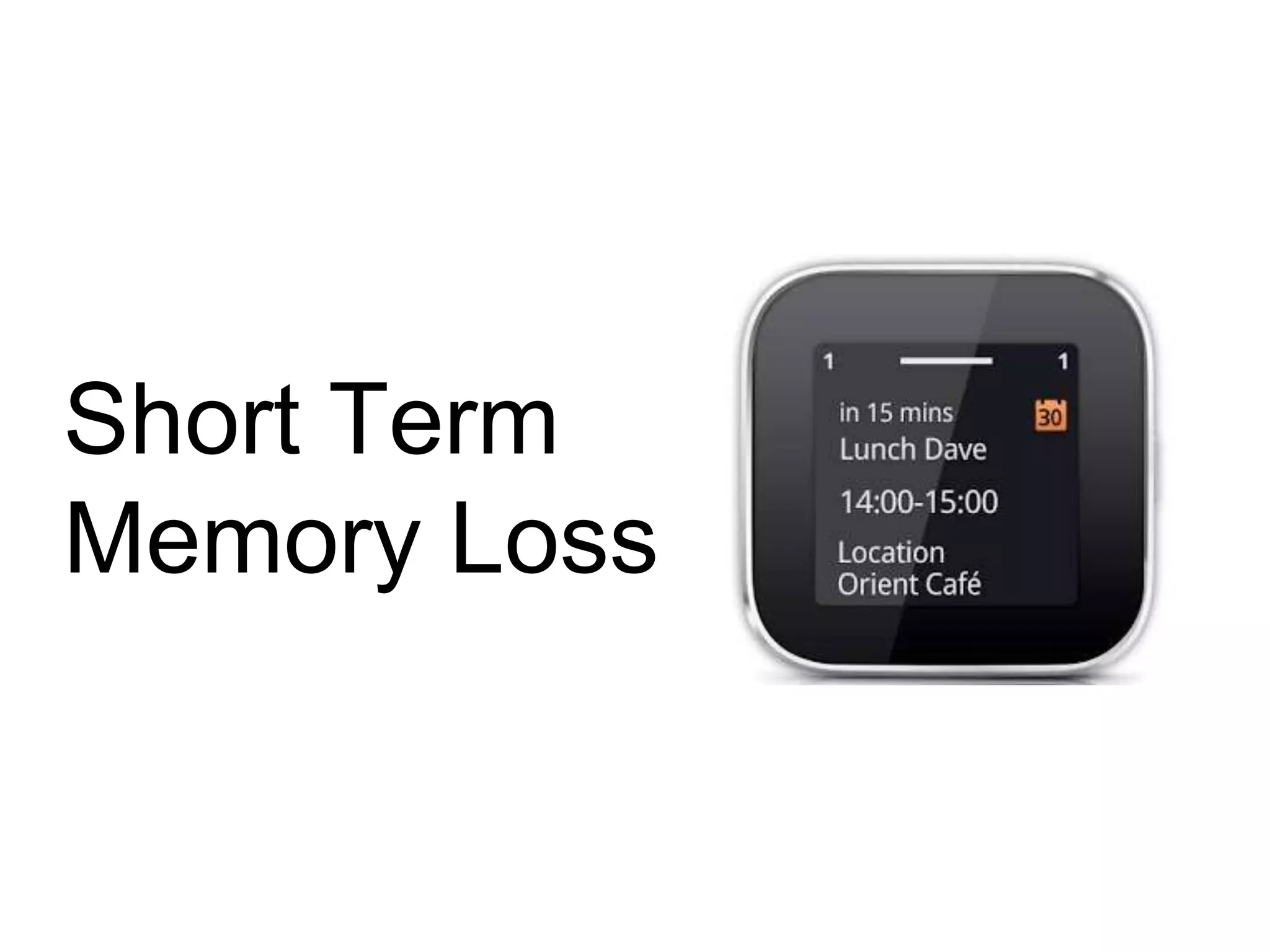 Short Term
Memory Loss
 