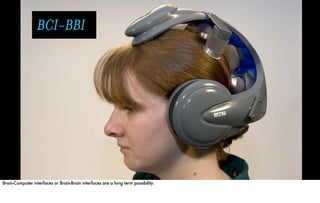 BCI-BBI




Brain-Computer interfaces or Brain-Brain interfaces are a long term possibility.
 