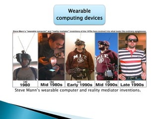 Wearable
computing devices
Steve Mann’s wearable computer and reality mediator inventions.
 