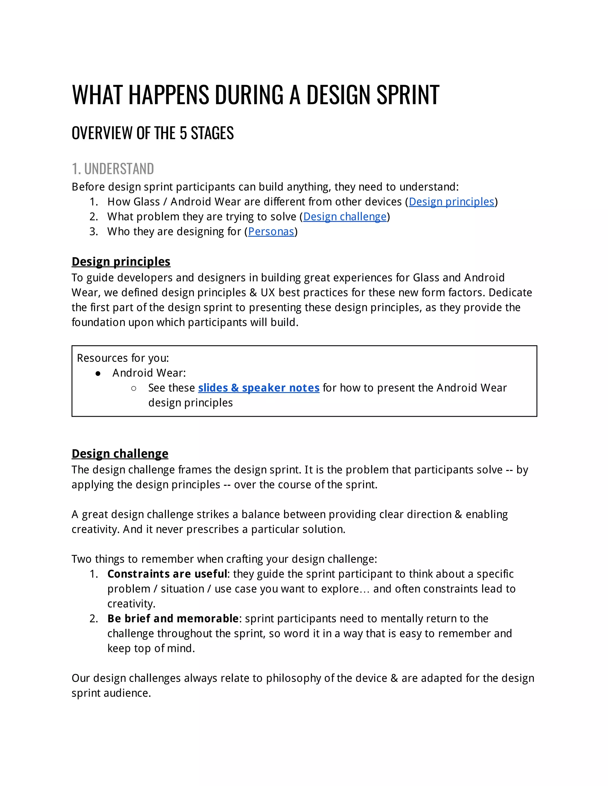 Wearables - Design Sprint Playbook | PDF
