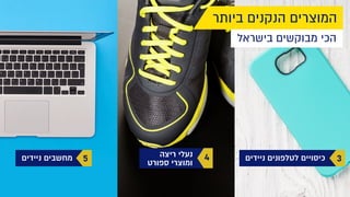 ‫ניידים‬ ‫מחשבים‬ 5
‫בישראל‬ ‫מבוקשים‬ ‫הכי‬
‫ביותר‬ ‫הנקנים‬ ‫המוצרים‬
‫ריצה‬ ‫נעלי‬
‫ספורט‬ ‫ומוצרי‬
4 ‫ניידים‬ ‫לטלפונים‬ ‫כיסויים‬ 3
 