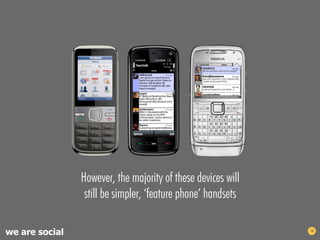 However, the majority of these devices will
                 still be simpler, ‘feature phone’ handsets

we are social    ...