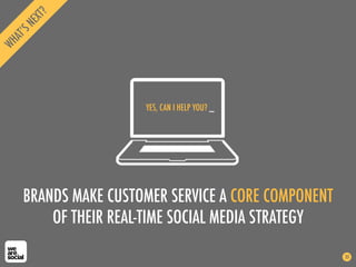 BRANDS MAKE CUSTOMER SERVICE A CORE COMPONENT
OF THEIR REAL-TIME SOCIAL MEDIA STRATEGY
33
YES, CAN I HELP YOU? _
 