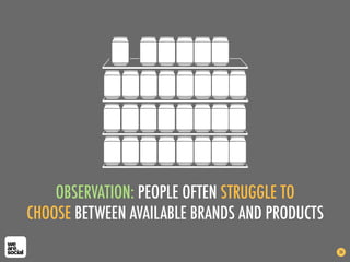 OBSERVATION: PEOPLE OFTEN STRUGGLE TO
CHOOSE BETWEEN AVAILABLE BRANDS AND PRODUCTS
36
 
