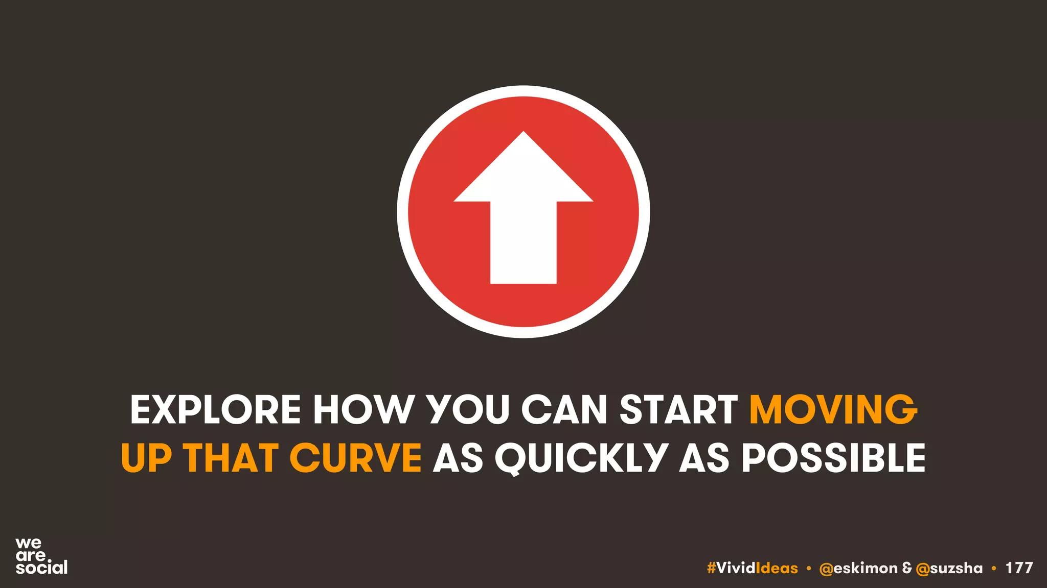 #VividIdeas • @eskimon & @suzsha • 177
EXPLORE HOW YOU CAN START MOVING
UP THAT CURVE AS QUICKLY AS POSSIBLE
 
