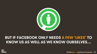 #VividIdeas • @eskimon & @suzsha • 69
BUT IF FACEBOOK ONLY NEEDS A FEW ‘LIKES’ TO
KNOW US AS WELL AS WE KNOW OURSELVES…
 
