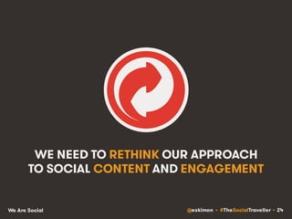 @eskimon • #TheSocialTraveller • 24We Are Social
WE NEED TO RETHINK OUR APPROACH
TO SOCIAL CONTENT AND ENGAGEMENT
 