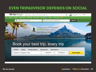 @eskimon • #TheSocialTraveller • 57We Are Social
EVEN TRIPADVISOR DEPENDS ON SOCIAL
 
