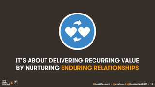 #HootConnect • @eskimon & @HootsuiteAPAC • 13&
IT’S ABOUT DELIVERING RECURRING VALUE
BY NURTURING ENDURING RELATIONSHIPS
 