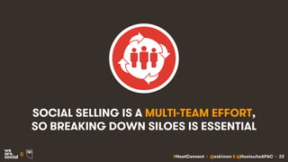 #HootConnect • @eskimon & @HootsuiteAPAC • 22&
SOCIAL SELLING IS A MULTI-TEAM EFFORT,
SO BREAKING DOWN SILOES IS ESSENTIAL
 