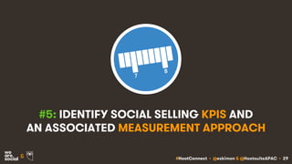 #HootConnect • @eskimon & @HootsuiteAPAC • 29&
#5: IDENTIFY SOCIAL SELLING KPIS AND
AN ASSOCIATED MEASUREMENT APPROACH
 