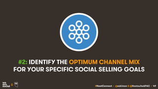 #HootConnect • @eskimon & @HootsuiteAPAC • 49&
#2: IDENTIFY THE OPTIMUM CHANNEL MIX
FOR YOUR SPECIFIC SOCIAL SELLING GOALS
 