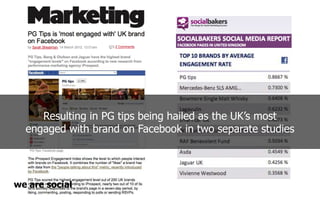 Resulting in PG tips being hailed as the UK’s most
engaged with brand on Facebook in two separate studies
social
we
are
 