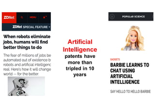 Artificial  
Intelligence  
patents  have  
more  than  
tripled  in  10  
years
 