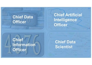 Chief  Artificial
Intelligence  
Officer
Chief  Data  
Scientist
Chief  
Information
Officer
Chief  Data
Officer
 