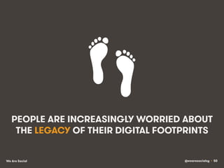 @wearesocialsg • 50We Are Social
PEOPLE ARE INCREASINGLY WORRIED ABOUT
THE LEGACY OF THEIR DIGITAL FOOTPRINTS
 