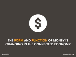 @wearesocialsg • 69We Are Social
THE FORM AND FUNCTION OF MONEY IS
CHANGING IN THE CONNECTED ECONOMY
 