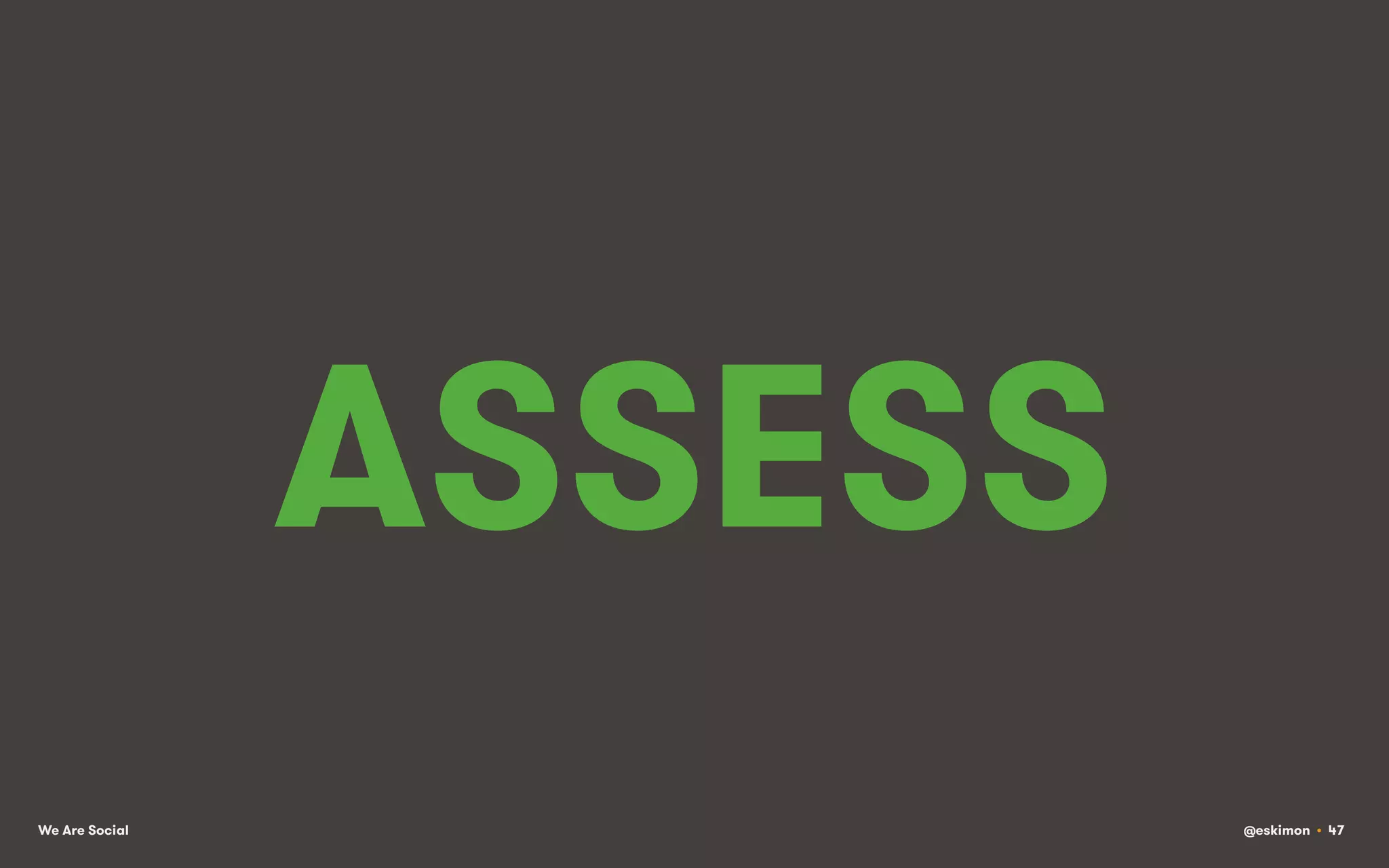 ASSESS
We Are Social

@eskimon • 47

 