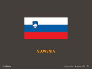 SLOVENIA

We Are Social

wearesocial.sg • @wearesocialsg • 237

 
