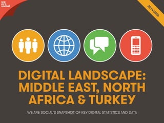 Title • 1We Are Social
DIGITAL LANDSCAPE:
MIDDLE EAST, NORTH
AFRICA & TURKEY
we
are
social
WE ARE SOCIAL’S SNAPSHOT OF KEY DIGITAL STATISTICS AND DATA
 