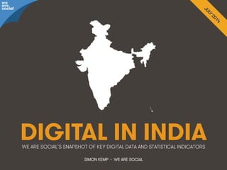 @wearesocialsg • 1We Are Social
DIGITAL IN INDIA
SIMON KEMP • WE ARE SOCIAL
WE ARE SOCIAL’S SNAPSHOT OF KEY DIGITAL DATA A...