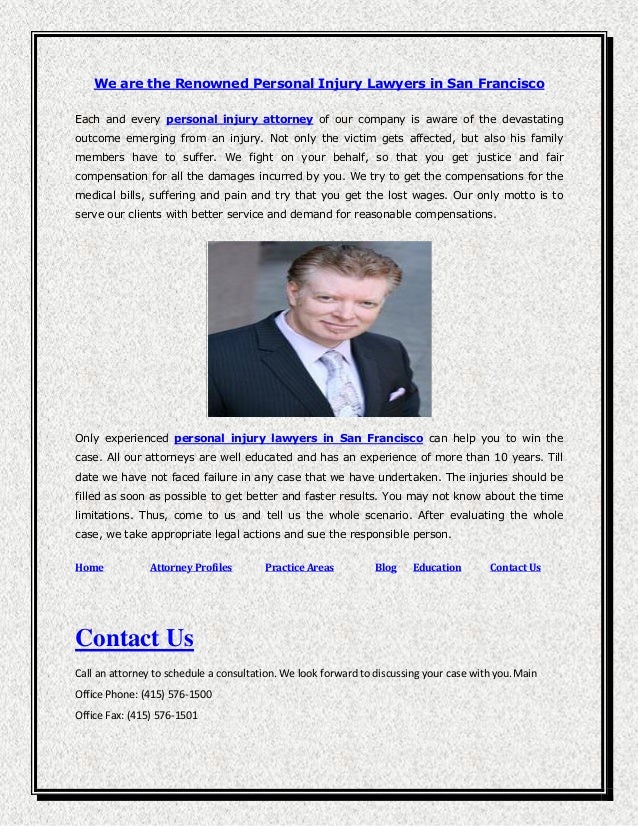 We are the Renowned Personal Injury Lawyers in San Francisco