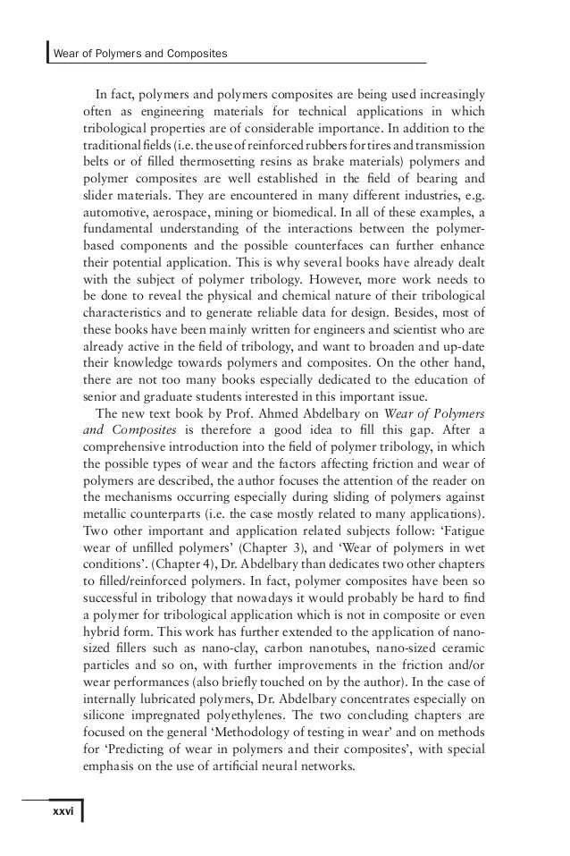 Wear Of Polymers And Composites