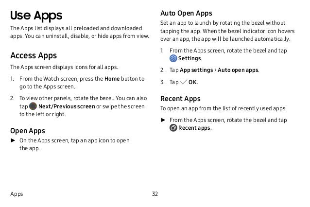 gear sport apps list