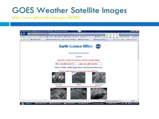 GOES Weather Satellite Images http://www.ghcc.msfc.nasa.gov/GOES/   