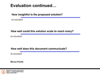 Evaluation continued…

         How insightful is the proposed solution?
         01234567




        How well could this...