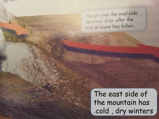 The east side of 
the mountain has 
.cold , dry winters 
 