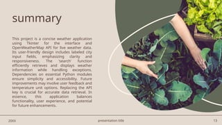 Weather Application using Python using tkinter | PPTX