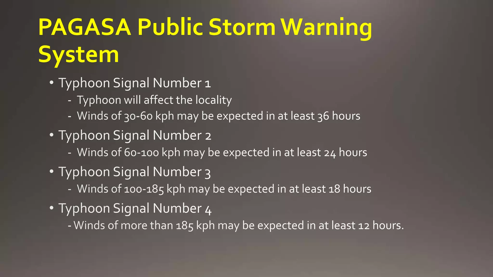 PAGASA Public Storm Warning
System