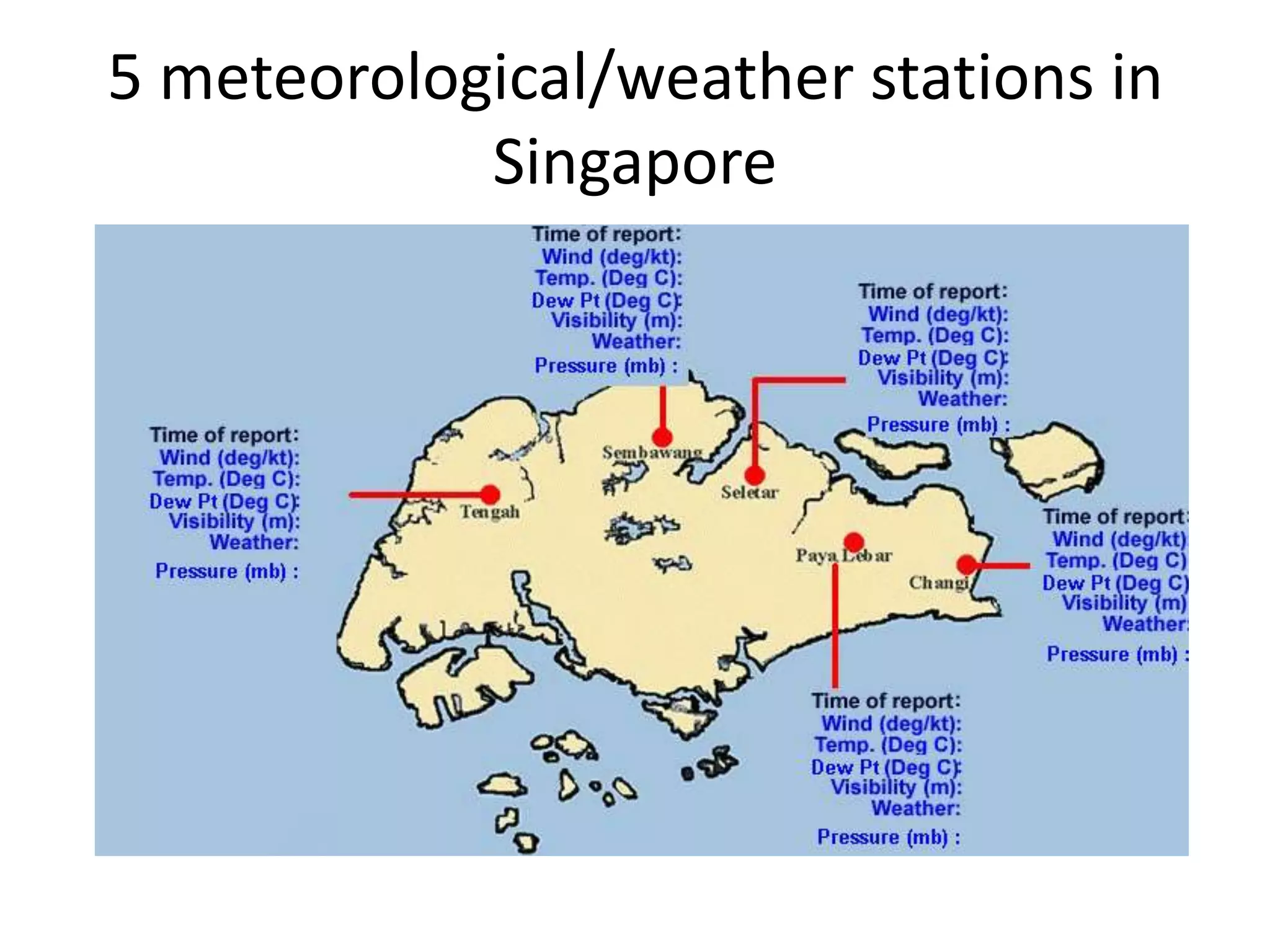 5 meteorological/weather stations in
Singapore
 