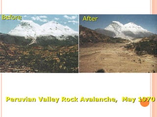 Peruvian Valley Rock Avalanche, May 1970
Before After
 
