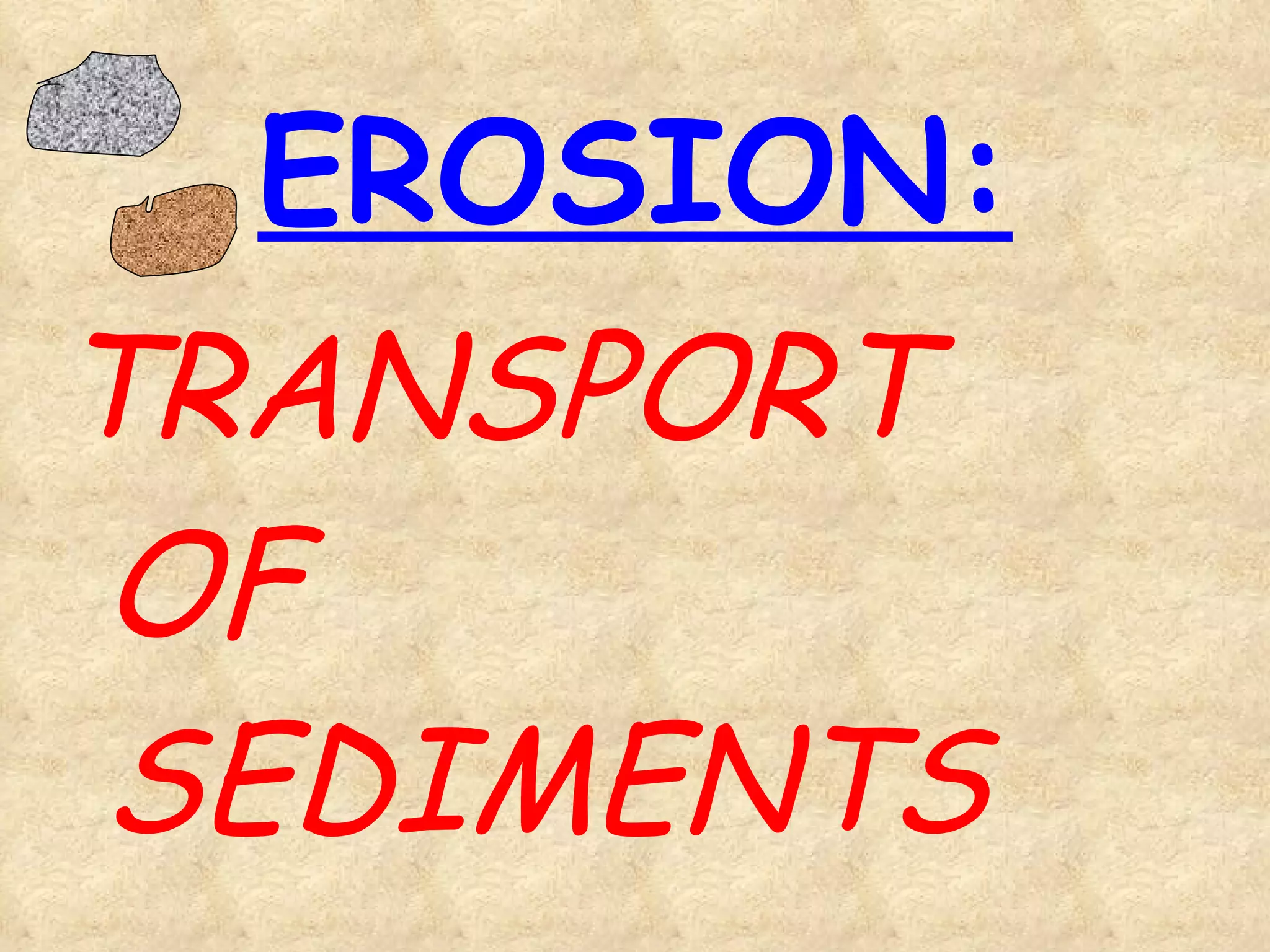 EROSION: TRANSPORT OF SEDIMENTS 