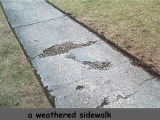 a weathered sidewalk 