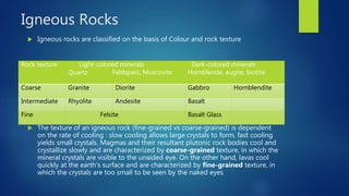 Fine Rained And Course Grained Rocks Weathering of rocks and minerals | PPTX