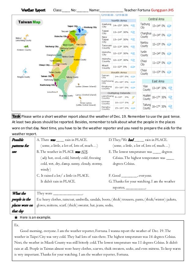Reporting a weather forecast appropriate oral language image