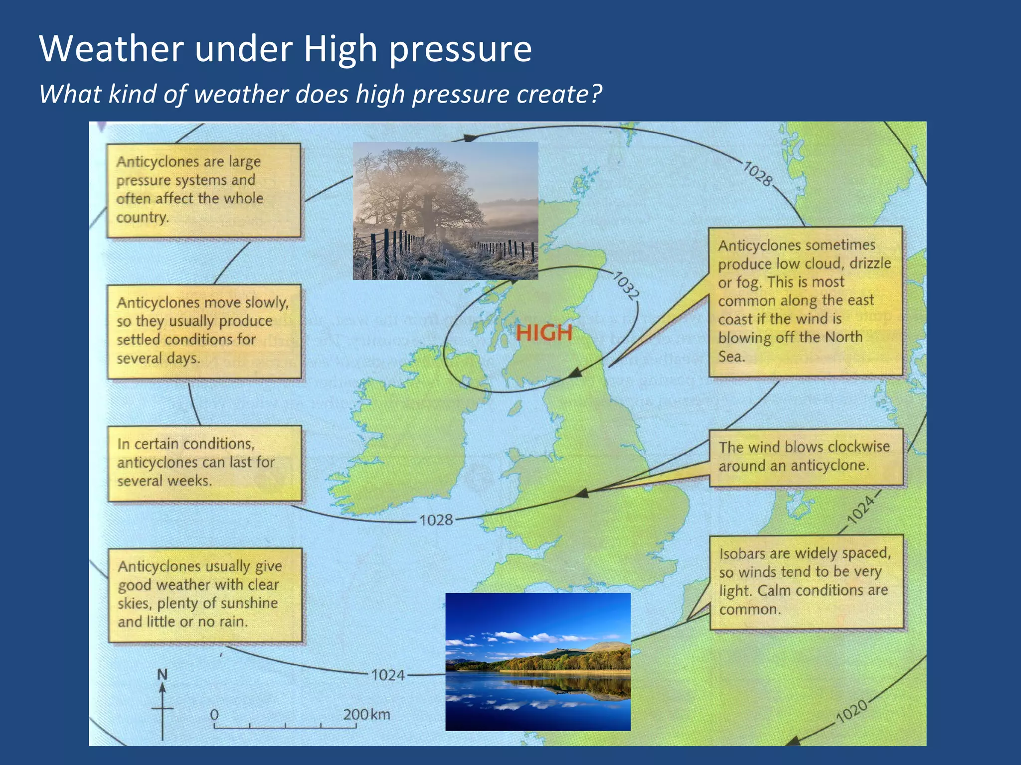 Weather under High pressure
What kind of weather does high pressure create?

 