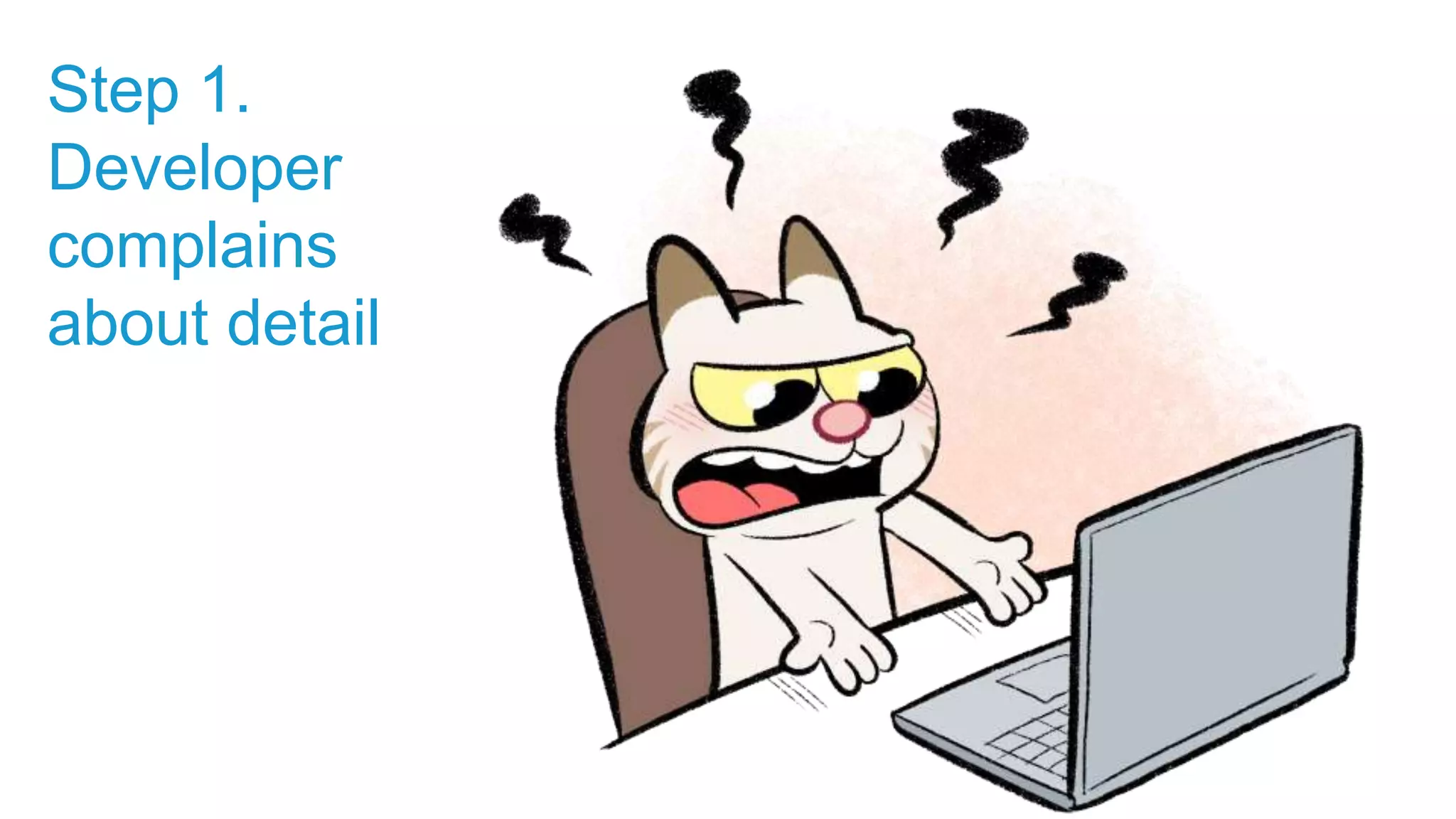 Step 1.
Developer
complains
about detail
 