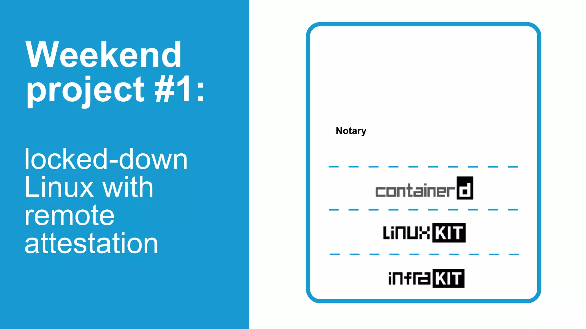 locked-down
Linux with
remote
attestation
Weekend
project #1:
Notary
 